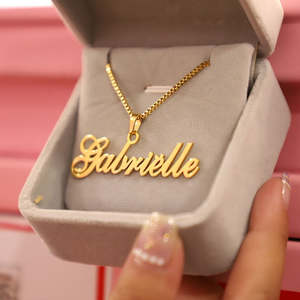 Necklace: Custom Name Pendant Necklace Stainless Steel Name Plate Necklace