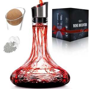 New Arrivals: Elegant Crystal Wine Decanter with Built-In Aerator – 50oz, Lead-Free, with Cleaning Beads & Cork Ball