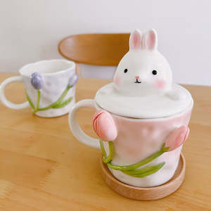 Easter Shopping: Premium Floral Hand Kneaded Ceramic Tulip Mug