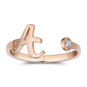Rings: Custom Birthstone Initial Ring 925 Sterling Silver Rose Gold Plated