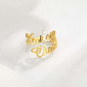 Custom Two Names Ring Stainless Steel Open Ring