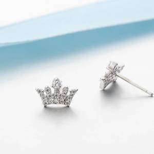 Earrings: Crown Stud Earrings 925 Sterling Silver