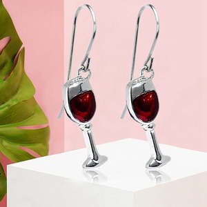 Earrings: Red Wine Goblets Stud Earrings