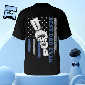 Fathers Day: Personalized Fist Bump T-Shirt Custom Engraved Back Printed T-Shirt Father's Day Gift