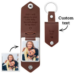 Custom Leather Photo Text Keychain DAD I will always be your Little Baby You wil&hellip;