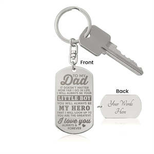 Gift For Father: To My Dad Your Little Hero Keychain with Engraving On The Back