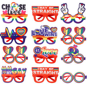 Independence Day: 12 Pcs Rainbow Gay Pride Funny Glasses Lesbian LGBT Party Decorations Supplies