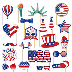 Independence Day: 20 Pcs 4th of July USA Patriotic Independence Day Party Photo Booth Props Kit