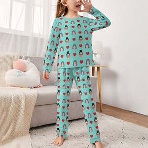 Pyjamas Collection: Custom Two Face Children's Sleepwear Long Sleeves Girls Pajamas Set