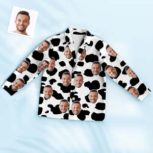 Pyjamas Collection: Custom Photo Face Pajama Cow Texture Funny Gifts