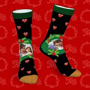 Socks Collection: Custom Socks With Mistletoe and Heart Christmas Gifts for Family