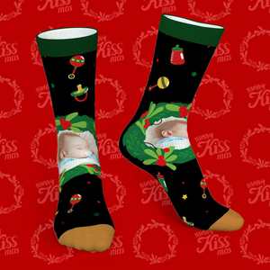 Socks Collection: Personalized Photo Socks Christmas Mistletoe and Feeding Bottle Socks Gifts for Family