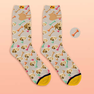 Custom 3D Preview Socks My Face Socks Add Pictures and Name - Dog Face On Socks