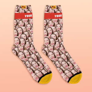 Custom 3D Preview Socks My Face Socks Add Pictures and Name - Face Mash