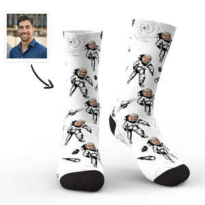 Socks Collection: Personalized Astronaut Socks Custom Face Socks with Preview