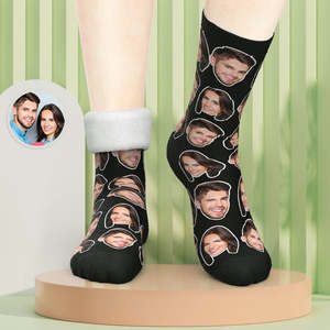 Socks Collection: Custom Photo Thick Socks Winter Warm Couple Gifts