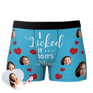 Underwear Collection: I Licked It So It's Mine Custom Boxer Funny Face Men's Underwear - 6 Colors