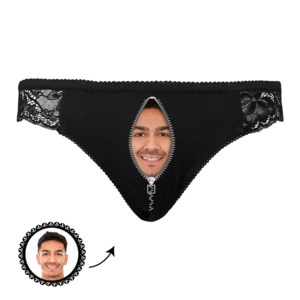 Underwear Collection: Custom Face Zipper Black Lace Panties Sexy Underwear