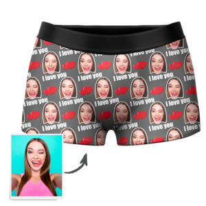 Underwear Collection: Custom I Love You Men's Boxer Shorts Personalized Underwear with Face