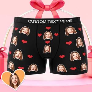 Custom Heart Face Boxer Briefs Men's Underwear with 3D Online Preview