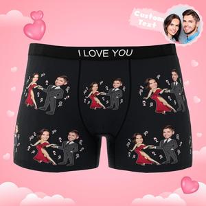 Underwear Collection: Custom Face Boxer Briefs Dancing Couple Men's Underwear AR View
