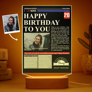 Personalized Gifts: Custom Photo News On Acrylic Board Colorful Lamp Personalized Night Light Birthday Gifts