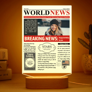 Custom Photo News Acrylic Sign Colorful Lamp Personalized 3D Printed Night Light&hellip;