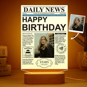 Custom Photo News Acrylic Plaque Colorful Lamp Personalized Night Light Birthday&hellip;
