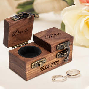 Custom Double Ring Boxes Personalized Wood Ring Bearer Box