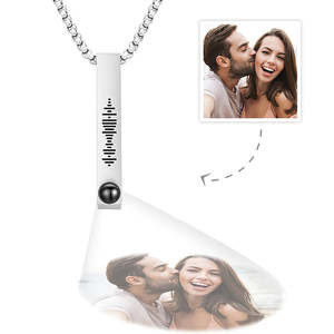 Custom Photo Projection Necklaces: Custom Scannable Music Code Bar Projection Necklace