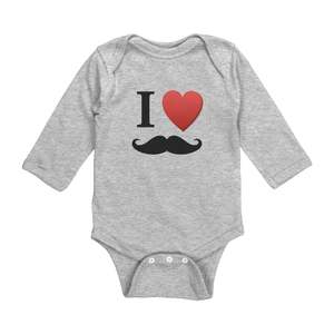 Rabbit Skins Long Sleeve Baby Bodysuit Front I Love Moustache