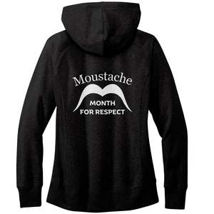 WOMEN'S RE-FLEECE HOODIE Back & Front Right Movember Moustache Month Of Respect
