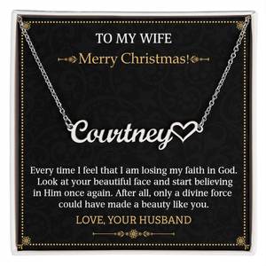 To My Wife Merry Christmas: Heart Name Necklace To my Wife Merry Christmas