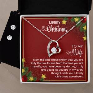 Eternal Hope Necklace And Cubic Zirconia Earring Set: Forever Love Necklace + Clear CZ Earrings - To My Wife wish you a lovely Christmas sweetheart!
