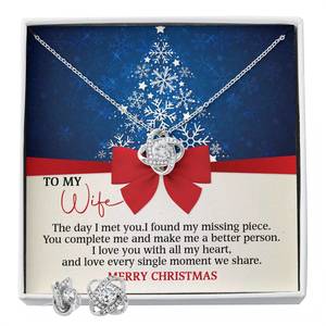 Eternal Hope Necklace And Cubic Zirconia Earring Set: Love Knot Earring & Necklace Set