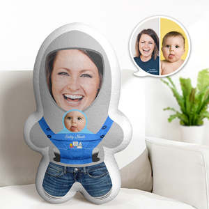 Halloween Super Sale: Custom Mother and Baby's Face Minime Throw Pillow Personalised Photo Gift for Her