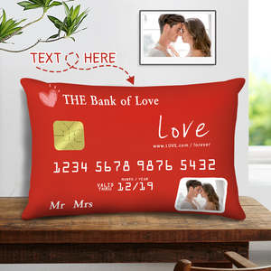 Halloween Super Sale: Custom Photo Date Card Design Pillow Personalized Oath Book Rectangular Pillow Wedding Gift for Couple