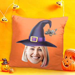 Custom Face Pillow Personalized Witch Pillow Halloween Decorative Throw Pillow