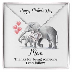 Love Knot Necklace Mothers Day Message: Love Knot Necklace (Yellow & White Gold Variants)