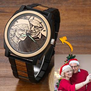 Personalized Engraved Photo Watch with Wood Strap