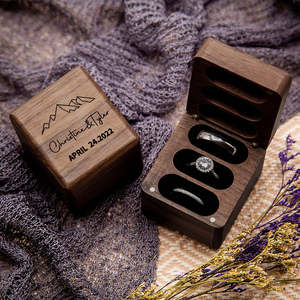 Specials Gifts: Personalized Triple Slot Ring Storage Wedding Engagement Proposal Wood Ring Box