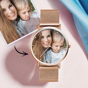 Custom Engraved Alloy Strap Photo Watch