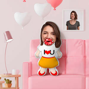 Personalized I LOVE U Pillow Custom Face Pillow with Body