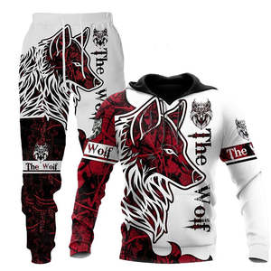3D Wolf Print Tracksuit Men Sportswear Set