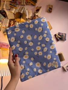 Large Book Pouch - Blue Daisy