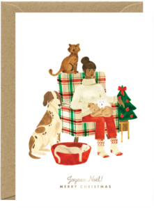 Stationery: Gold Xmas Family Greeting Card