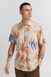 Blend: Blend - Fire Print Ambitious SS Shirt - Oyster Gray