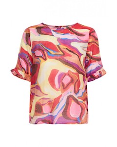 Pulz Jeans: Pulz - Jada SS Blouse - Bonbon Mix