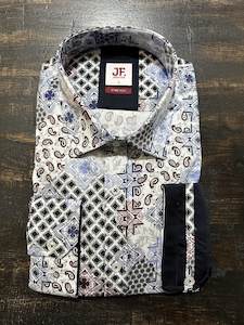 Jimmy Fox: Jimmy Fox - Patchwork LS Shirt - White