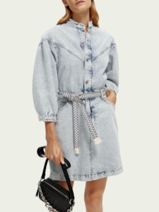 Dresses 1: Maison Scotch - Belted Mini Denim Shirt Dress - New Era